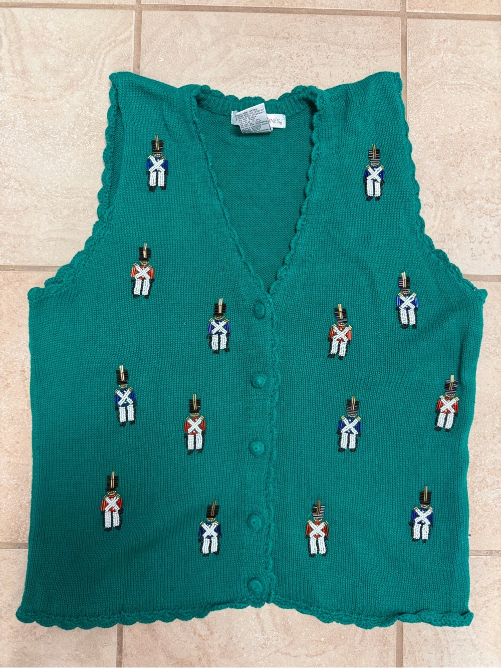 Victoria Jones Vintage Green Nutcracker Sweater Vest Size Medium